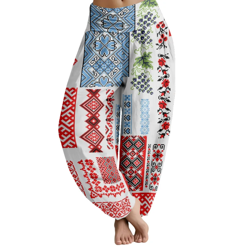 Pantalon à jambes larges imprimé Tribal Unique, ample, taille haute, jogging d'entraînement, sarouel décontracté, pantalon de plage d'été avec cordon de serrage