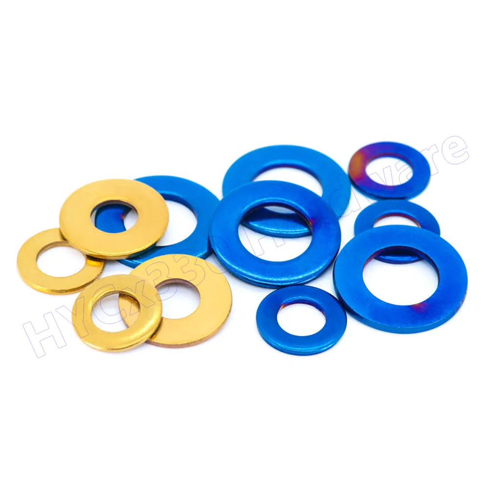 304 Stainless Steel Plain Gasket Flat Washers, Titanium PVD Blue/Gold, Corrosion-Resistant, M4 M5 M6 M8 M10 M12 for Motorcycle