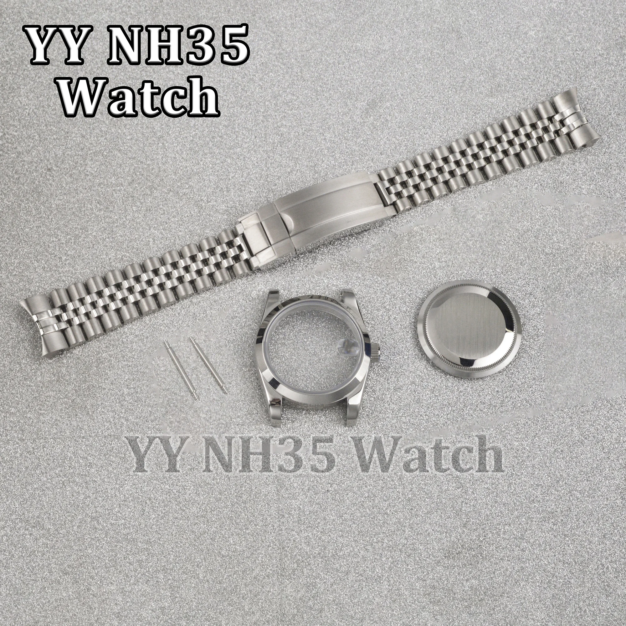 36/39mm NH35 Case Silver Black Rose Gold TwoTone Stainless Steel Watch Case Bracelet for Datejust Mod Parts fit NH35/36 Movement