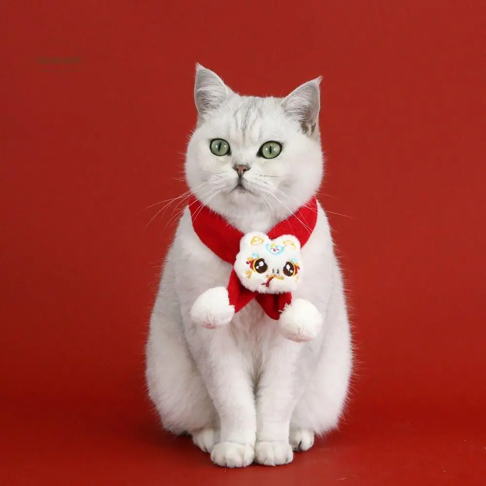 

Practical Cartoon Pet Scarf Warm Washable Pet Neck Scarves Cute Dog Cat Scarf Chinese New Year