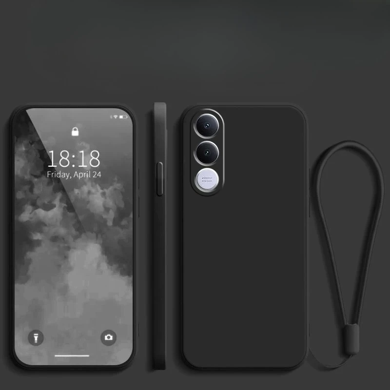 Für VIVO V70 FE 5G Objektiv-Kameraschutzhülle aus TPU für VIVO V70 FE V70FE Flüssigsilikon Matte Stoßfeste Hülle mit Trageschlaufe – Detail 5