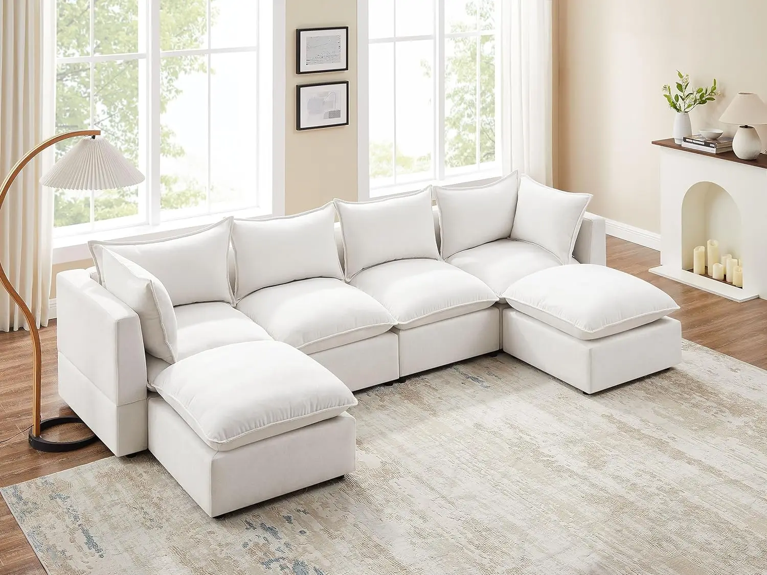 Modular Sectional Sofa Convertible U Shaped Sofa Couch Modular Sectionals with Ottomans 6 Seat Sofa Couch with Chaise