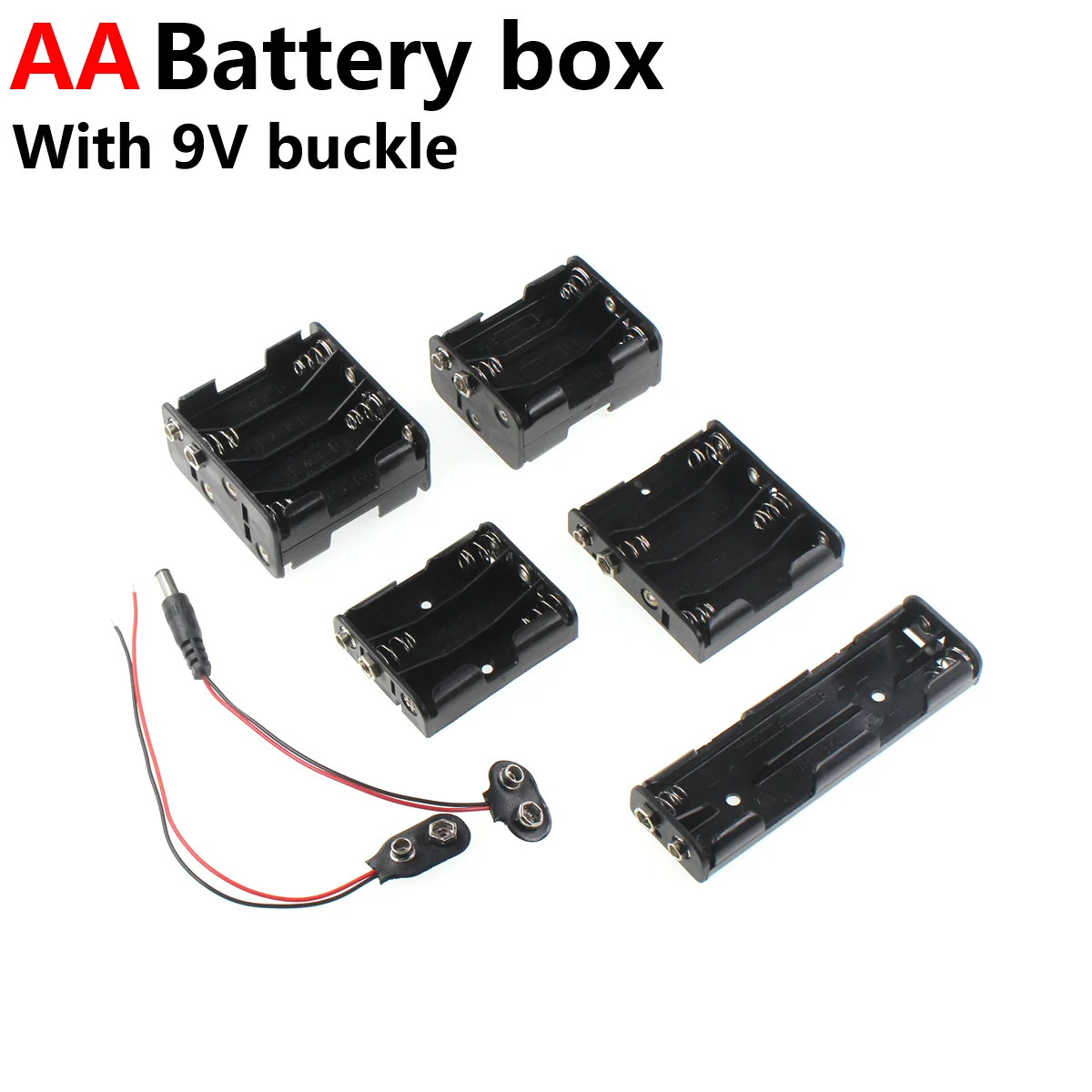 

20/10/5/2PCS AA back-to-back battery box AA 2/3/4/6/8 batteries with 9V buttons 9V cable Dual long strip battery holder