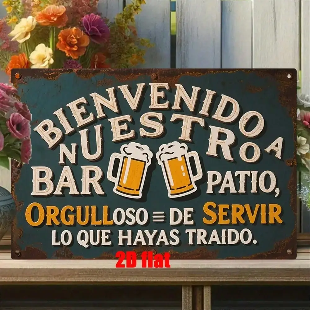 **Spanish Metal Wall Art Sign 2D Flat Iron Plaque for Backyard Garden Patio Decor**