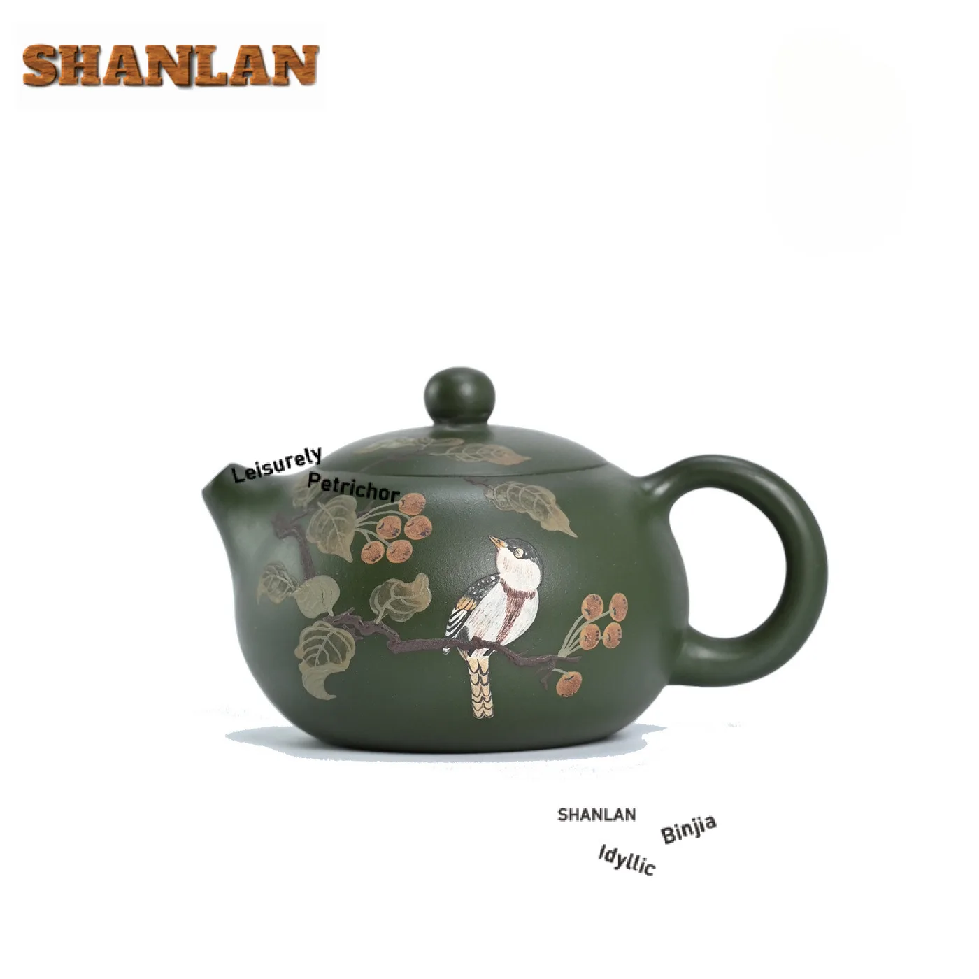 

250 мл креативные чайники Исин из фиолетовой глины Xishi, ручная роспись, цветочный горшок для птиц и птиц, чайник из необработанной руды, зеленая грязь, чайный сервиз Zisha