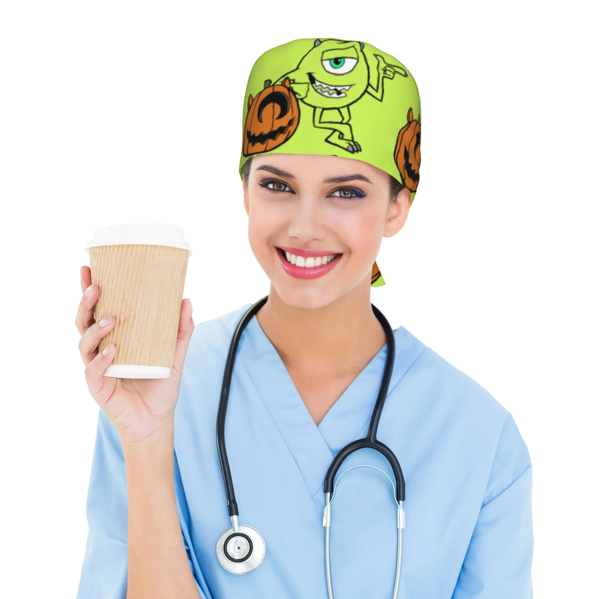 Custom M-Monsters Anime University Working Cap Surgical Hats Men Women  Operating Room Cap Operator Hats Lab Works Hat