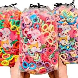 100/300/500PCS Colorful Basic Nylon Ealstic Hair Band For Girls Ponytail Hold Scrunchie Rubber Band Kid Fashion Hair Accessories