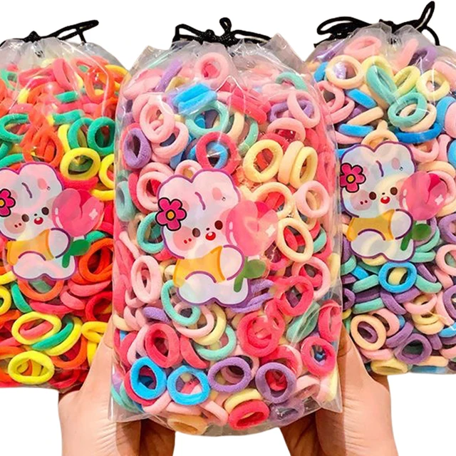 100/300/500 sztuk kolorowe podstawowe nylonowe elastyczne gumki do włosów dla dziewczynek kucyk Hold Scrunchie gumka moda dziecięca akcesoria do włosów