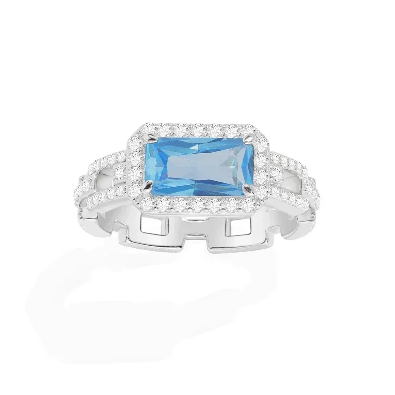 LI KI High Quality 925 Silver 2024 New Printemps Series Blue Diamond Necklace Bracelet Earrings Ring For Women's  Jewelry - view 3