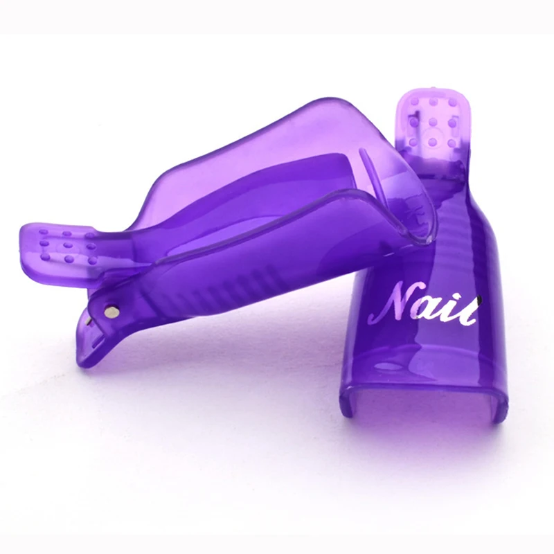 10pcs/bag Nail Acrylic Removal Clip for Remove UV LED Gel Polish Purple Pink Manicure Tools Nail Supplies for Professionals