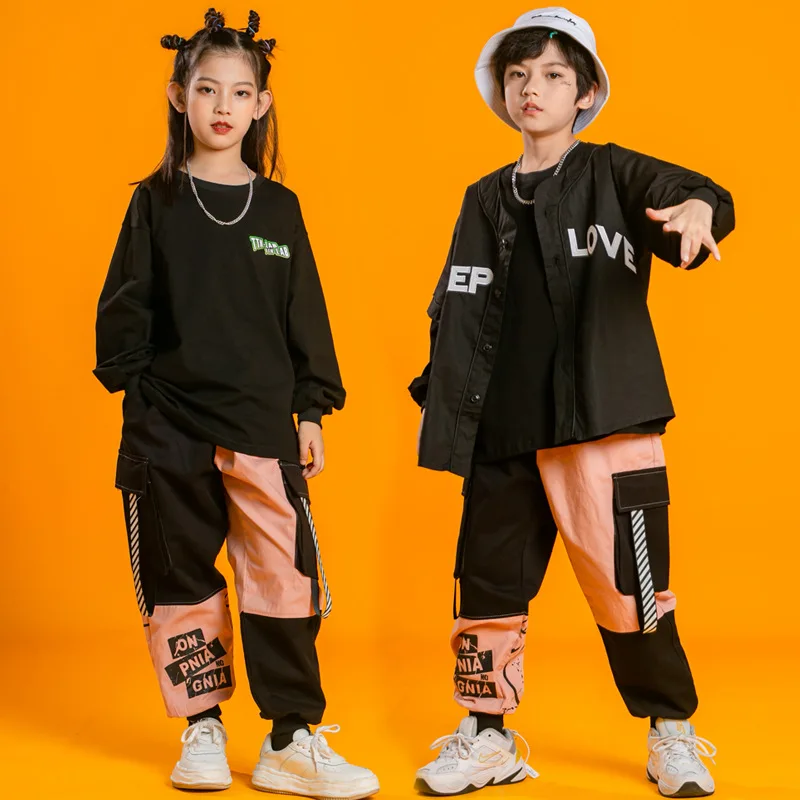 Kids Hip Hop Street Dance Wear Dancing Clothes Jazz Ballroom Costumes for Girls Boys Dancewear Stage Outfit T Shirt Jogger Cool