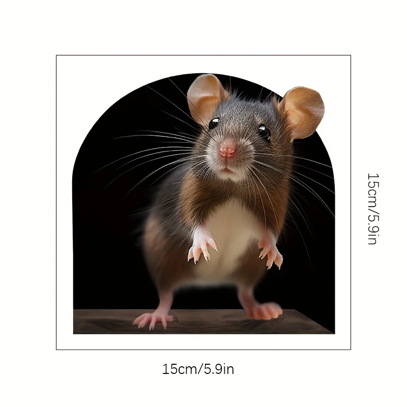 1pc 3D Mouse Hole Wall Stickers Perfect for Bedroom Living Room Self-adhesive Home Decoration Realistic Rodent Vinyl Decals