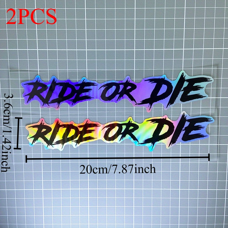 2PCS Ride or Die Motorrad Helm Aufkleber Wasserdicht für Motorrad Helme Linsen Kraftstoff Tank Fahrrad Roller Vinyl Aufkleber
