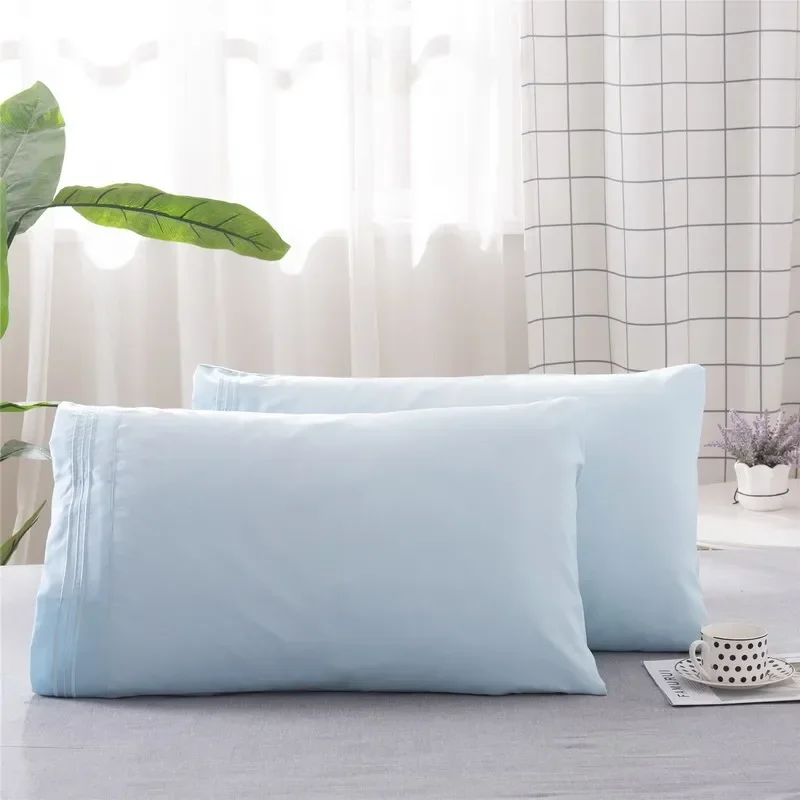 2 Piece Luxurious Solid Color Embroidery Pillowcase Comfortably Soft and Hypoallergenic Pillow Cover Slip for Good Night's Sleep