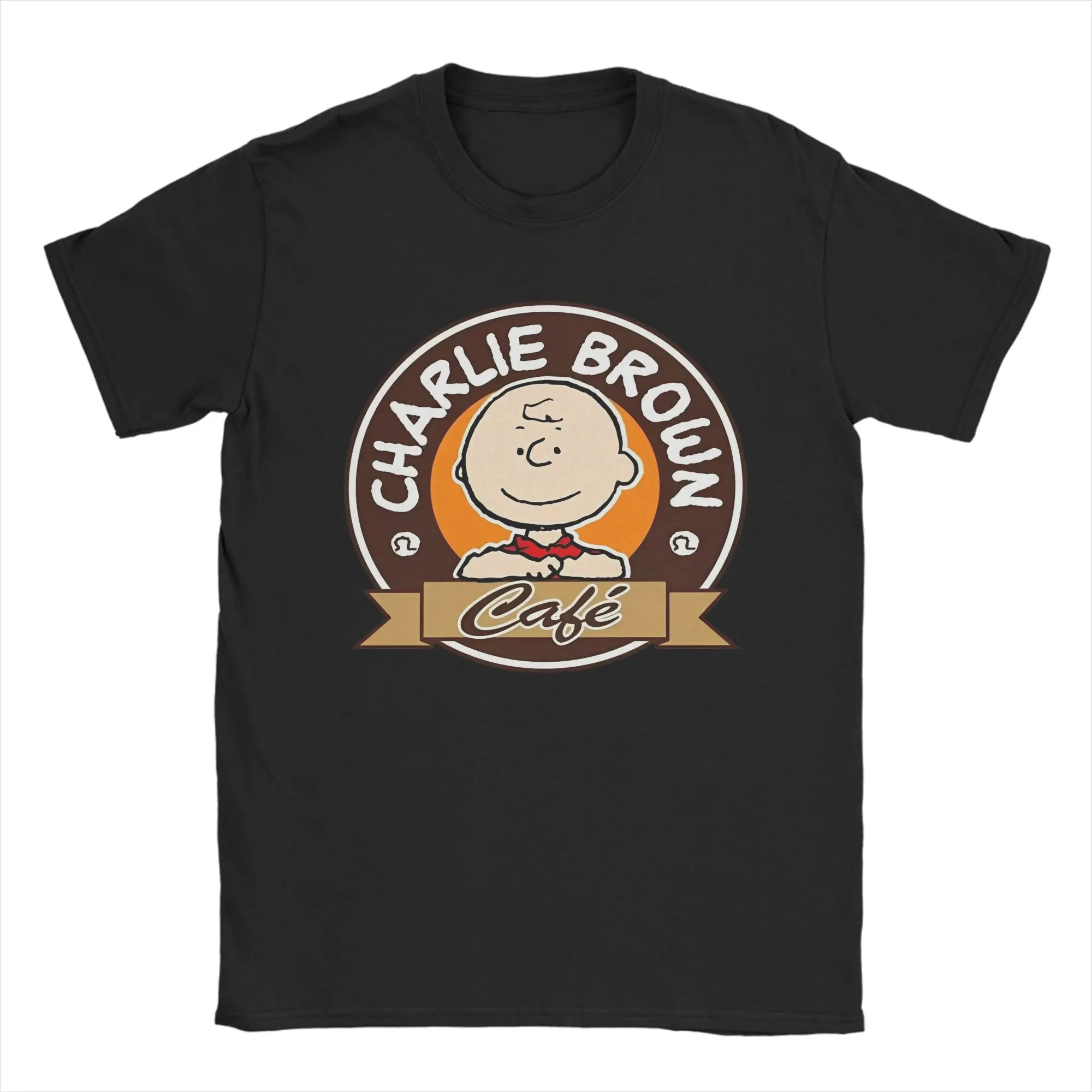 Camiseta Snoopy Charlie Brown masculina de algodão, camiseta Harajuku com gola redonda e manga curta