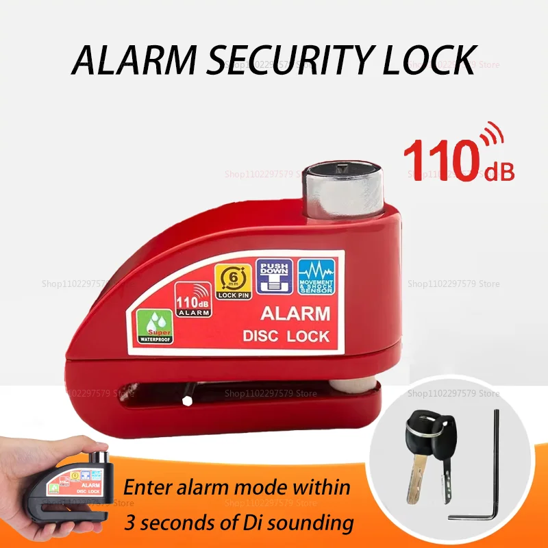 

Водонепроницаемый мотоциклетный скутер, велосипедный замок дискового тормоза, противоугонная сигнализация, предохранительный замок из алюминиевого сплава для колес и транспортных средств