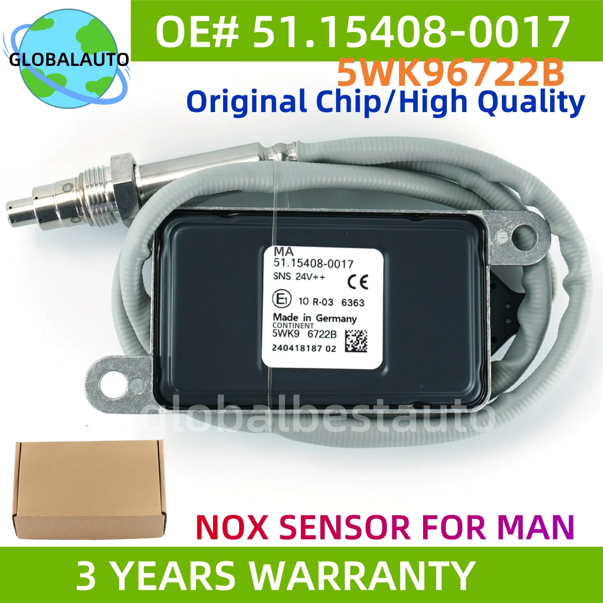

Датчик оксида азота (NOx) 5WK96722B 51.15408-0017 51154080017 5WK96722, 24В, для грузовиков MAN Euro6, высокое качество