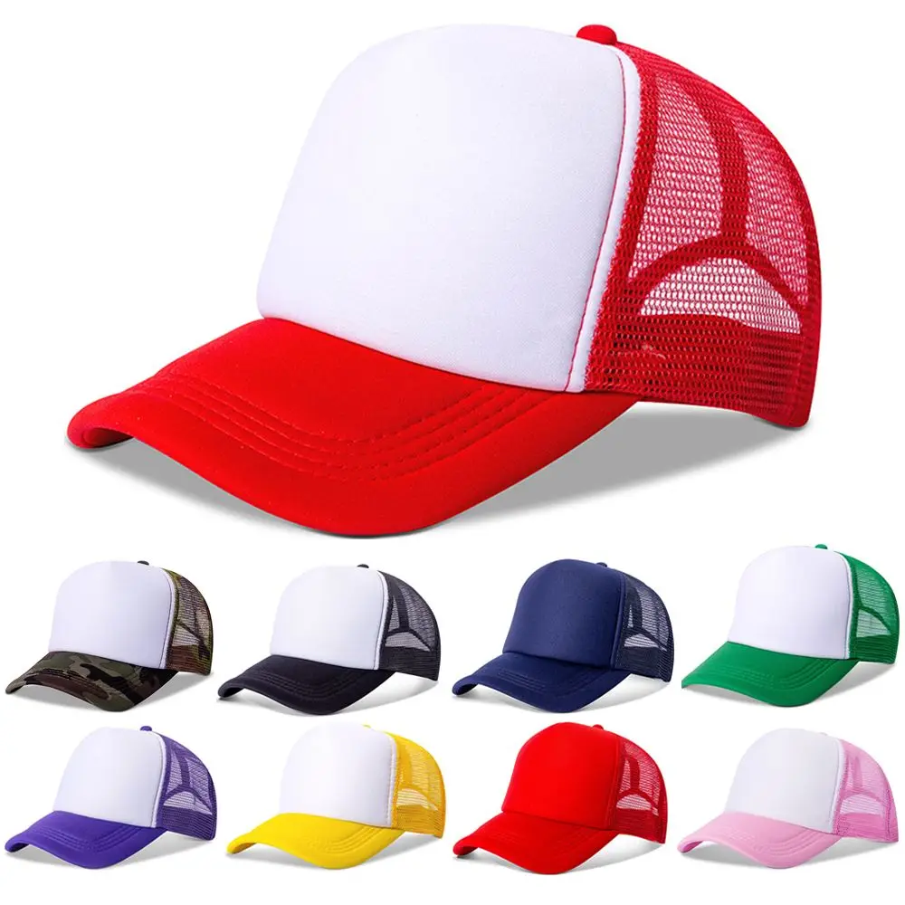 Adjustable Unisex Plain Baseball Cap Trucker Baseball Cap Snapback Mesh Curved Men Womens Sun Summer Hat Flat Visor