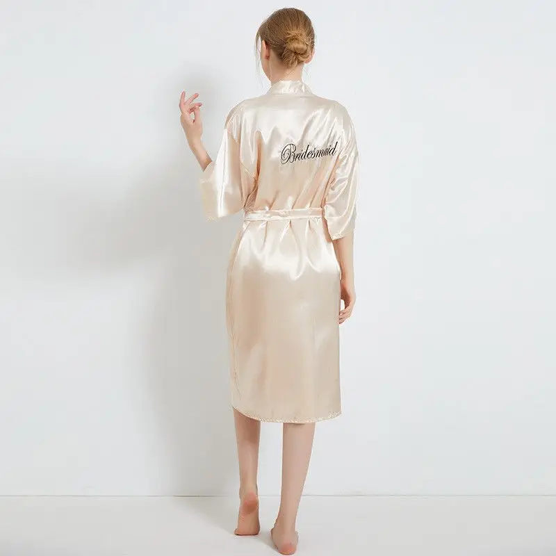 

Wedding Bride Bridesmaid Robe Dressing Gown Casual Women Bathrobe Nightgown Short Sleepwear M L XL 2XL