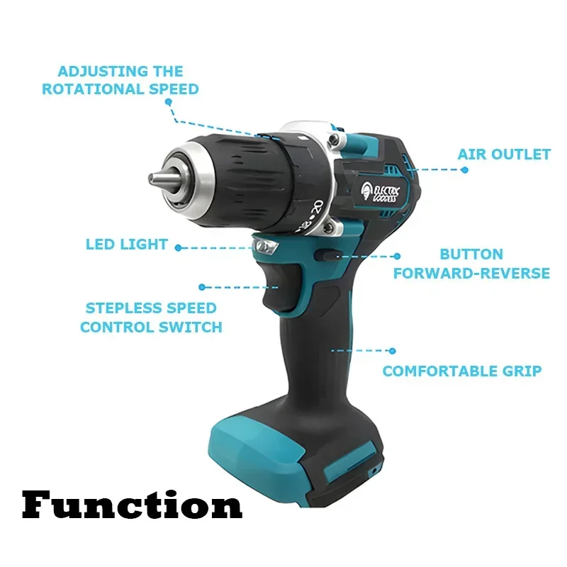 Makita DDF487 18V brushless electric drill, suitable for five-rope impact drill of decoration team, uses 18V Makita battery.