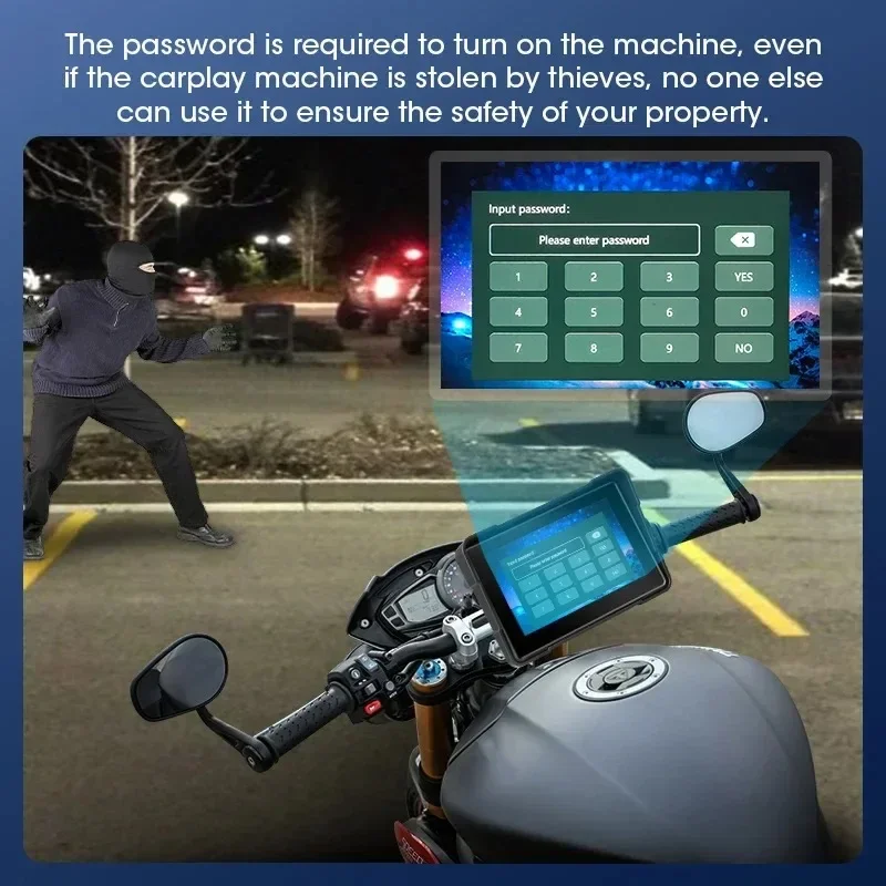 Srnubi 5" Portable Motorcycle DVR Wireless Apple Carplay Android Auto Display Screen IPX7 Waterproof Dual Bluetooth GPS Monitor