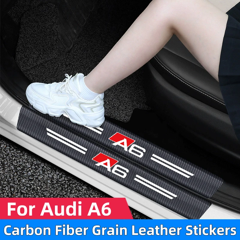 

For Audi A6 Car Threshold Strip Carbon fiber Car Trunk Door Sill Strip Protective Sticker