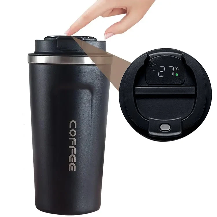 Custom Portable 17oz Double Wall Vacuum Stainless Steel Warm Winter Coffee Mug Digital Thermos with Light Emitting Diode