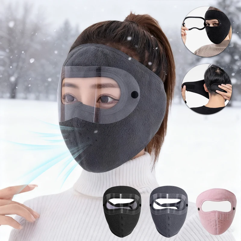 Winter Warm Face Mask with Goggles for Men Women, Anti Dust Windproof Ski Mask for Cycling Bicycle Motorcycle Cold Weather Sport