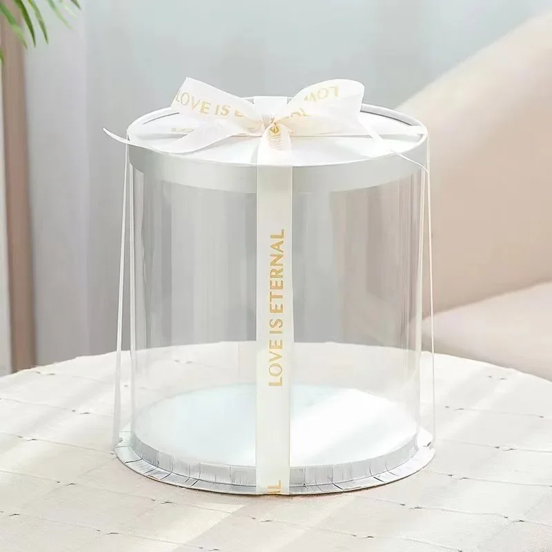 5Pcs/lot Circular Transparent PVC Cake Box with Lid 4/5/6inch Birthday Cake Box DIY Dessert Cupcake Packing Box Party Wedding