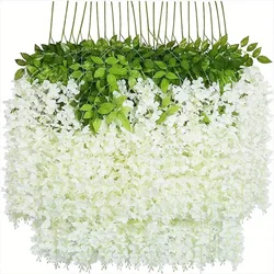 12pcs Wisteria Vine Artificial Flowers Wholesale Trailing Fake String for Home Wedding Party Decor Silk