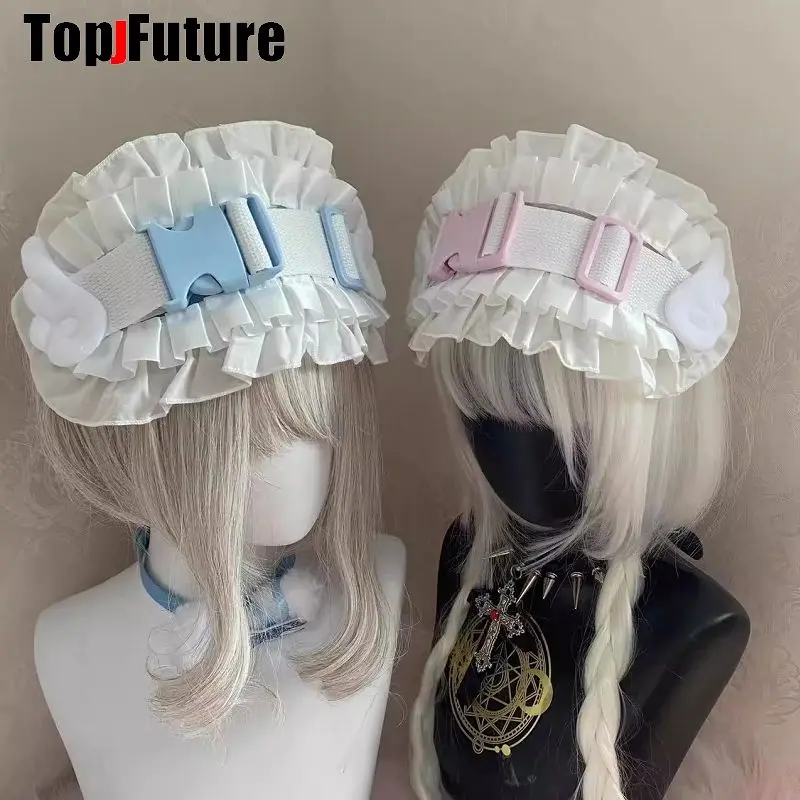 Women Girl Big Lace y2k girl gothic lolita cosplay Harajuku Punk hairbands hairband hair hoop Lolita Angel Wing cosplay Headband