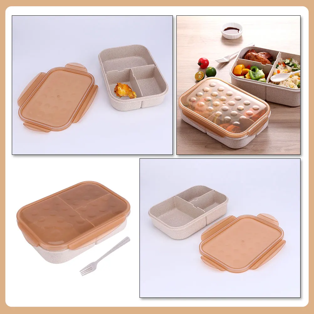 

Straw Portable Food Container Salad Holder Outdoor Lunch Case Convenient