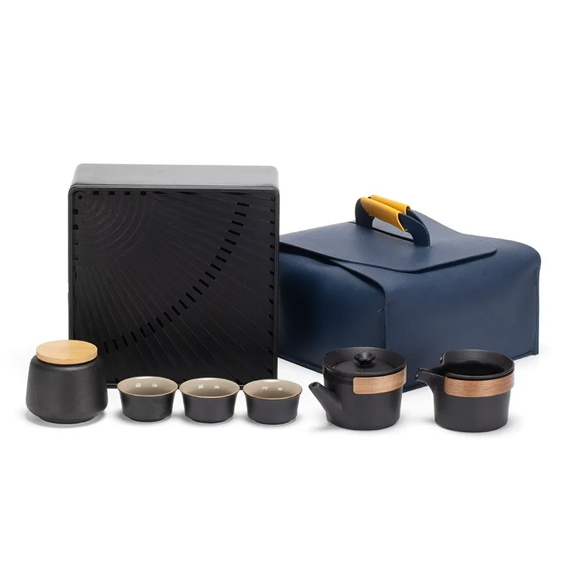 

Travel car set quick guest cup small set storage box portable outdoor teapot kung fu set