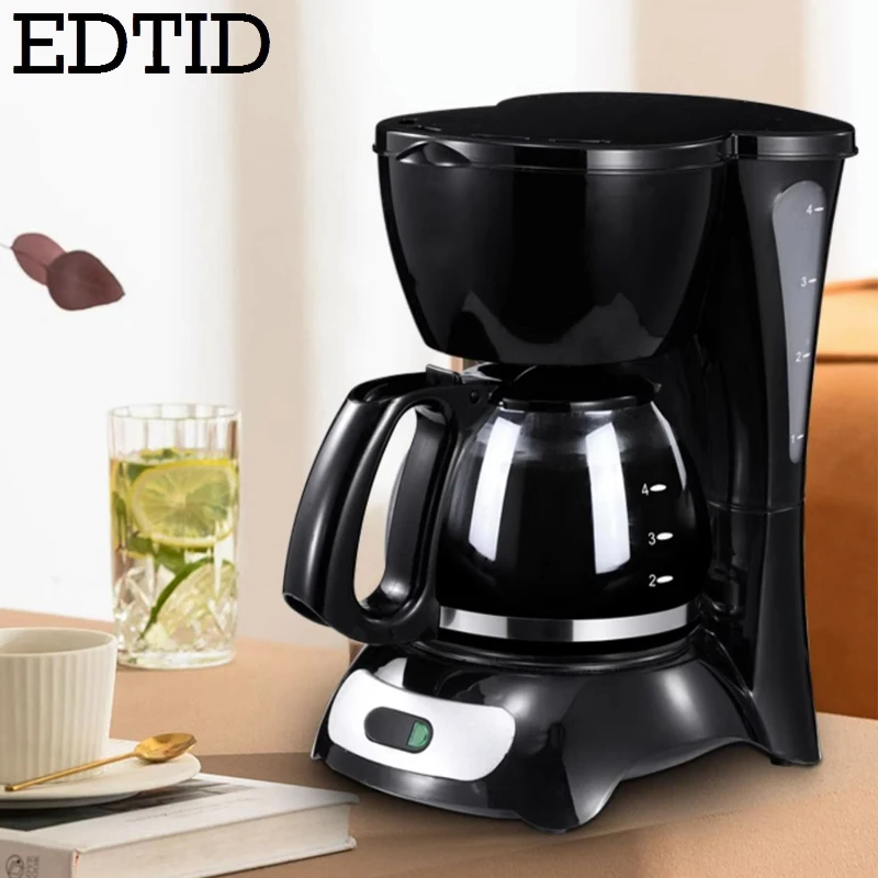 EDTID Automatische elektrische Latte Espresso Kaffeemaschine Mini 0,6 l Moka Drip Cafe amerikanische Kaffeebrühmaschine Teekanne Kessel EU