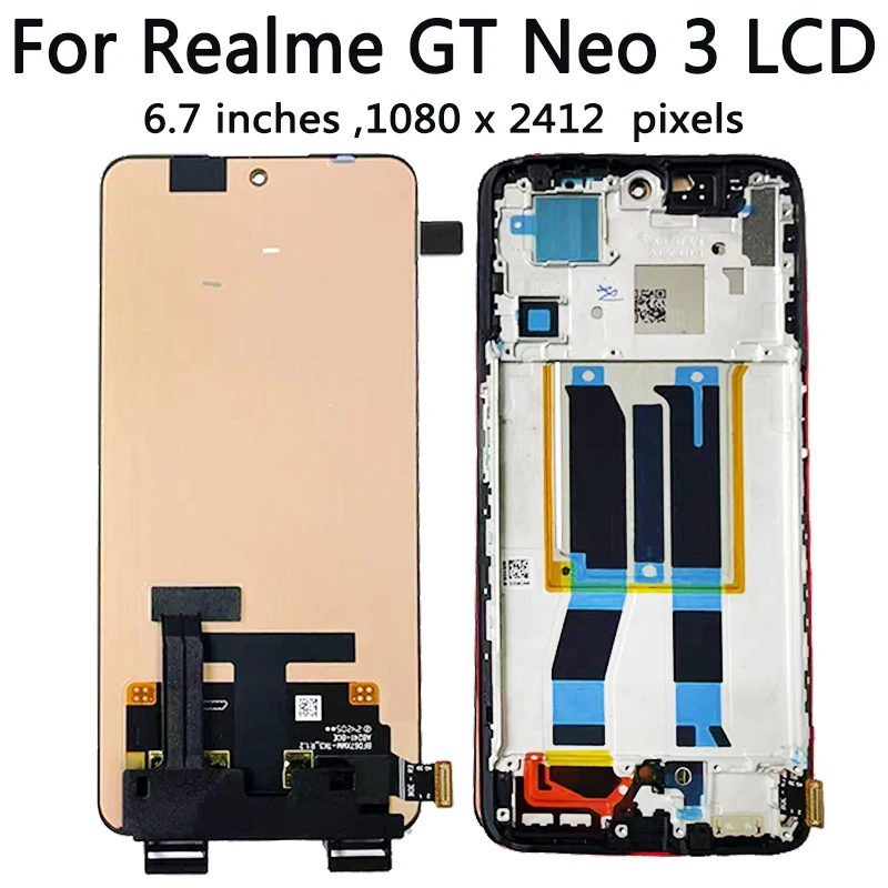 6.7“AMOLED For OPPO Realme GT Neo 3 RMX3560 lcd Display Touch Panel Screen Digitizer Assembly For Realme GT Neo3 RMX3561 LCD
