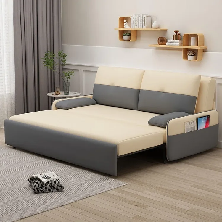 折りたたみ式ソファベッド、多目的多機能、小さなアパートのリビングルーム、ダブル、テクノロジー布製収納、座ったり寝たり