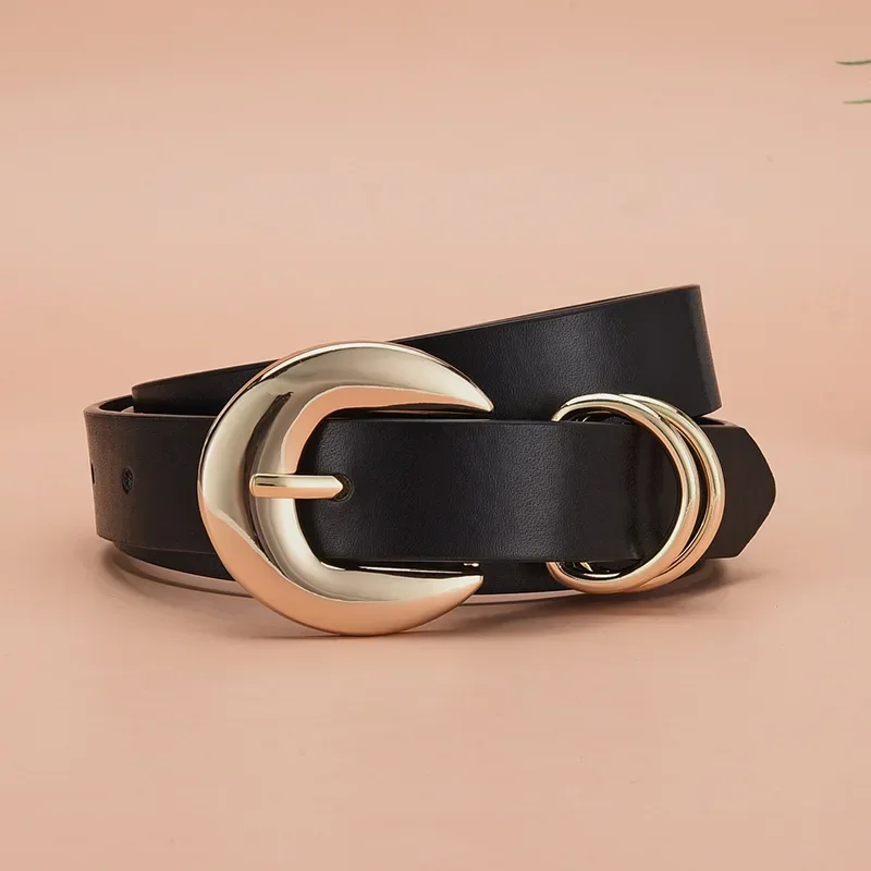 

Fashion Double Ring Needle Belts for Women Retro Versatile Luxury Black Elegant Waist Belt Girl Clothing Accessories Gift
