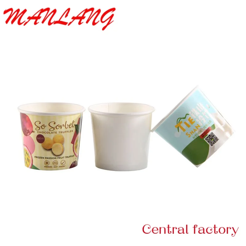 Custom  2023 new style sundae paper cup small disposable ice yogurt paper bowl with lid and spoon