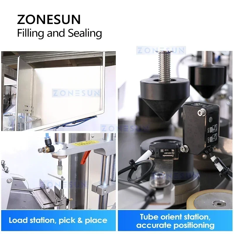 ZONESUN ZS-FS009U Automatic Plastic Tube Filling Machine Ultrasonic Sealing for Paste Cream Ointment Cosmetic Food Products Pack