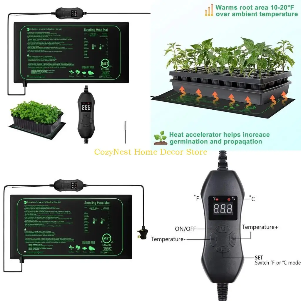 92MF Temperature Adjustable Germination Mat for Faster Plant Sprouting 50W