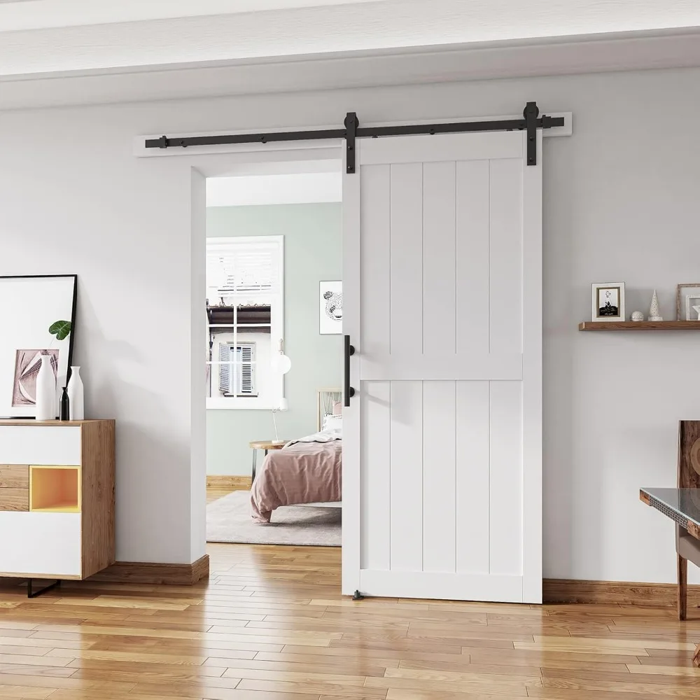 Sliding Barn Door with 7 Ft Barn Door Hardware Kit Handle& Floor Guides,Holes Easy Assembly  prefab house  prefab house