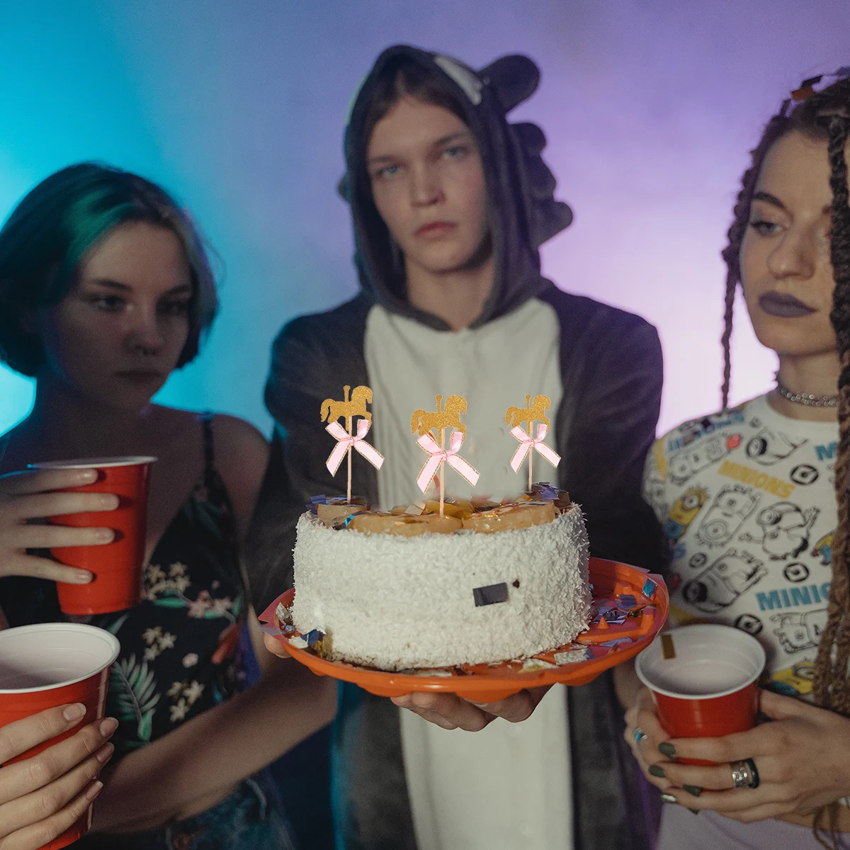 

20Pcs Carousel Shape Cake Toppers Pink Bowknot Delicate Cupcake Dessert Birthday Celebration Decoration Cake Toppers