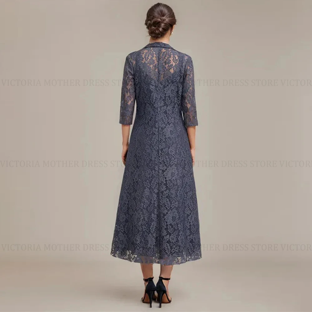 VICTORIA personalizado 2 piezas elegante vestido de madre de la novia encaje A-Line gasa vestido largo de invitados de boda vestidos de noche de fiesta