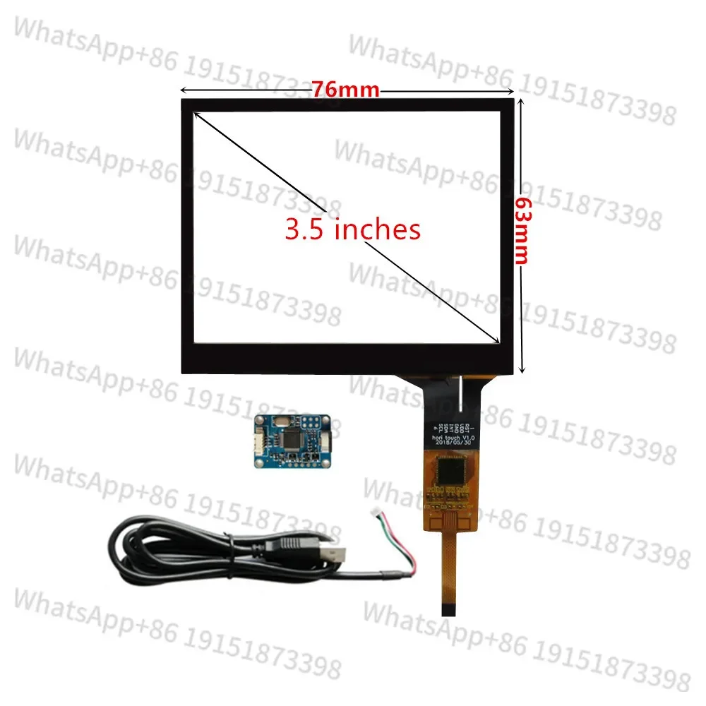 3.5 Inch 76mm*63mm Raspberry Pi Industry Capacitive Digitizer Touch Screen Panel Glass USB Driver Board