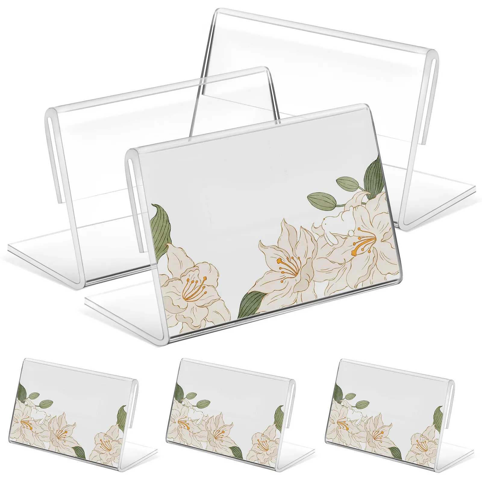 

40 шт. акриловых держателей для табличек, вертикальные устойчивые подставки для карточек, ценников и вывесок для магазинов и рынков