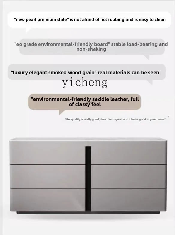 

Living Room Wall-Mounted Integrated Home Cabinet Solid Wood Rock Board Sideboard Storage Tea Cabinet