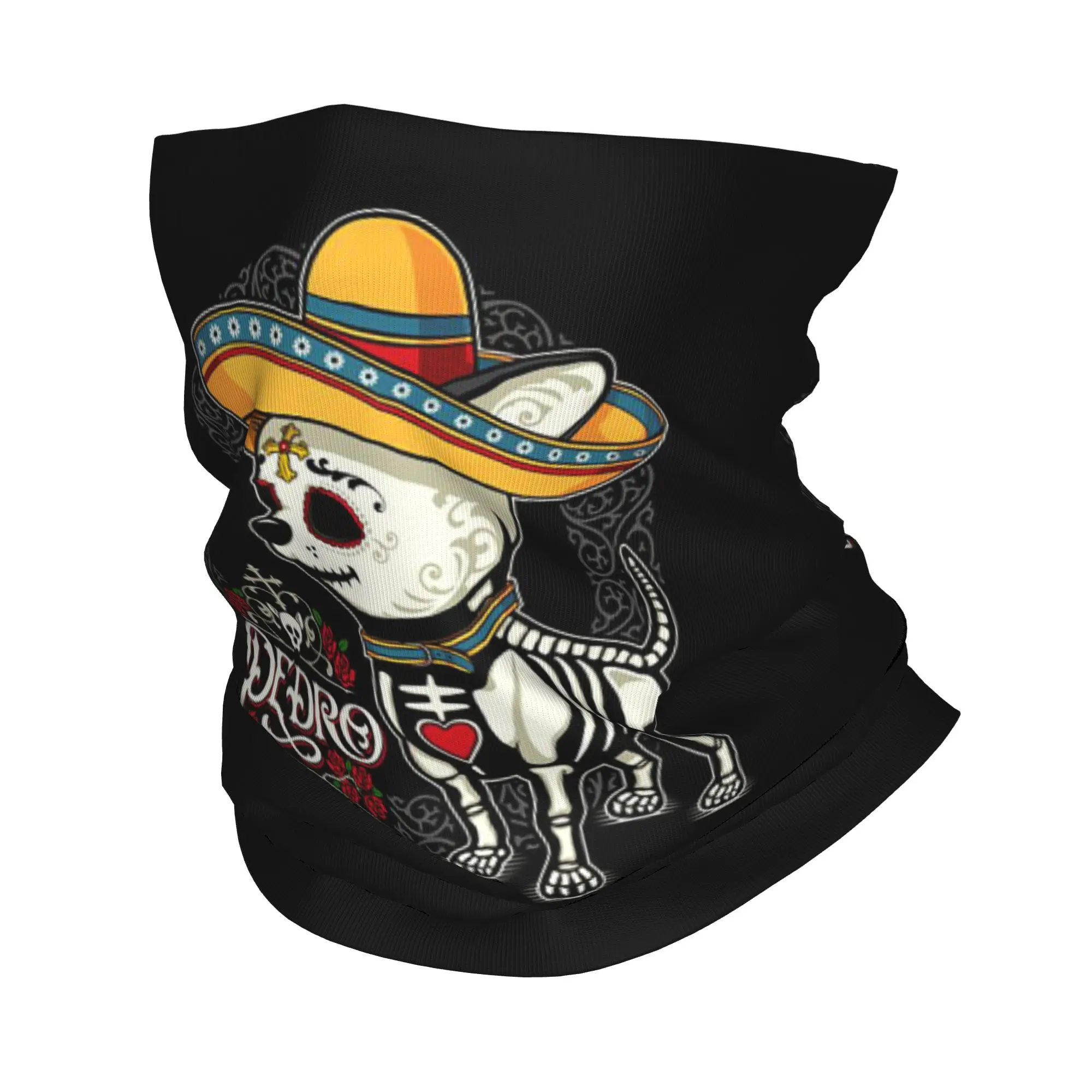 

Day of the Dead Dog Print Bandana Neck Cover Printed Face Scarf Warm Headband Outdoor Sports For Men Women Adult