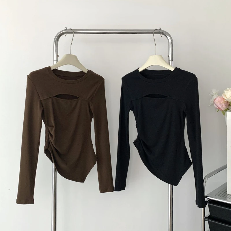 

Autumn Shorts Skirt Sets Women Chic Hollow Out Design Stylish Long Sleeve Tops High Waist Retro Pleated Hot Sweet Female 2 Pcs