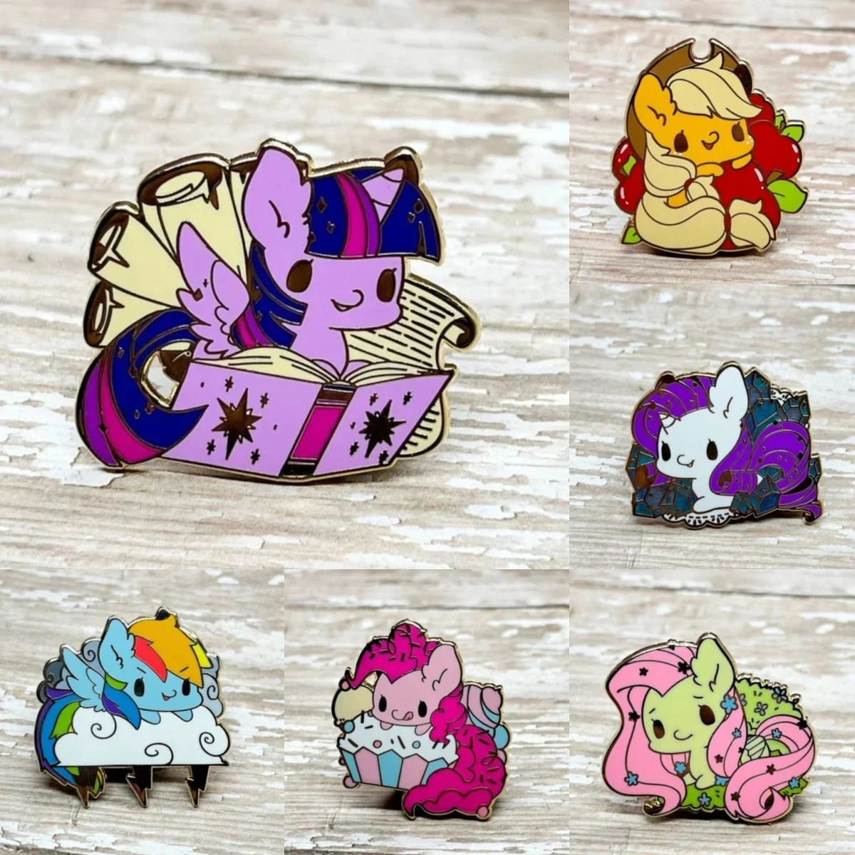 Cute Mane 6 Pony Flawed Enamel Pins Anime Lapel Badge Brooch for Jewelry Accessory