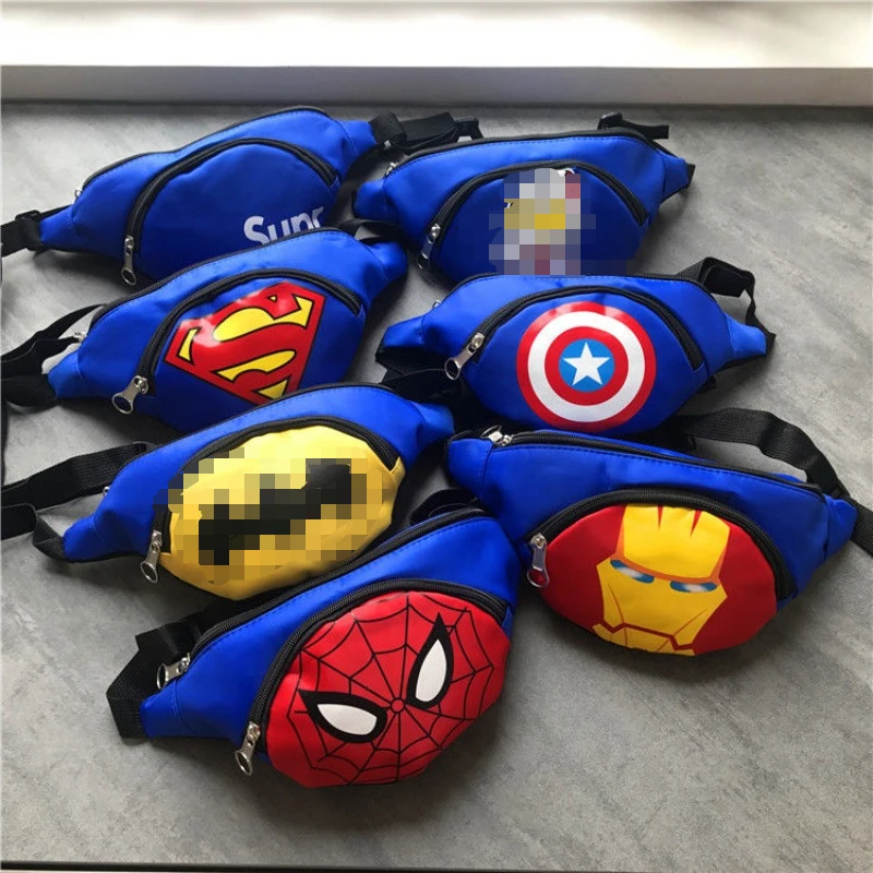 Spiderman children's waterproof waist bag Marvel Captain America Iron Man boys Korean fashion cartoon creative mini bag trendy